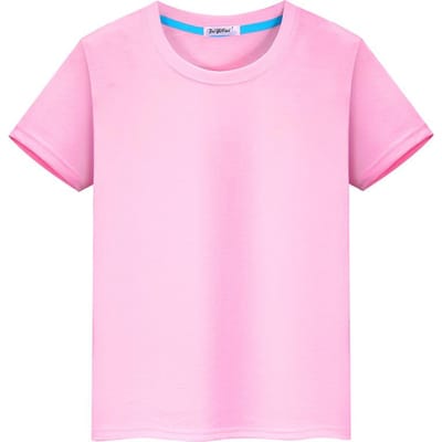 Kinder T-shirt met korte mouwen Puur Wit Jongens Klasuniform Meisjes Baby Kinderen Katoen Body Shirt met halve mouwen 130cm pink