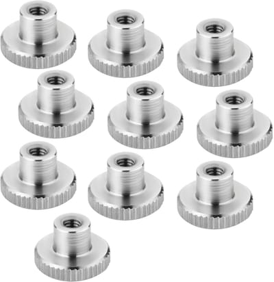 Set van 10 SOTECH kartelmoeren M4, roestvrij staal V2A (SS304), hoge vorm, DIN 466, metrische kartelmoeren met gekartelde zijkanten.