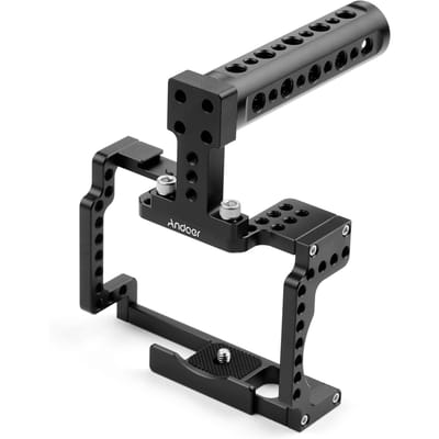 Anoder camerakooi met handgreep aluminiumlegering met koude schoen 1/4 3/8 gaten Compatibel met zwart