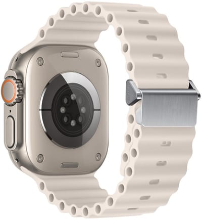Siliconen bandje - geschikt voor Apple Watch 1/2/3/4/5/6/7/8/9/SE (2) met maat 38 mm / 40 mm / 41 mm en Watch 10 (42 mm) - elastisch in ocean stijl - beige