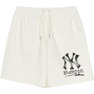 MLB New York Yankees SS25 Logo Print Vetersluiting Middelhoge Taille Losse Pasvorm Vijfsterren Casual Shorts Unisex Shorts Wit 3ASPB0253-50CRS M white