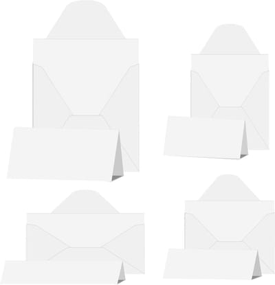 JGS Premium - 50 blanco enveloppen kaartenset in 4 maten - DIN DL, 127 x 127 cm, 152 x 152 cm, 203 x 203 cm - Wit - Uitnodigingen, Kaarten, Feestdecoratie