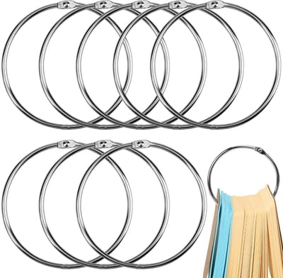 6 stuks sleutelringen, groot, 120 mm, metalen ring, boekbinderringen, sleutelhangers, gordijnringen voor notitieboeken, mappen, foto's, fotopapier, opslag, doe-het-zelf projecten