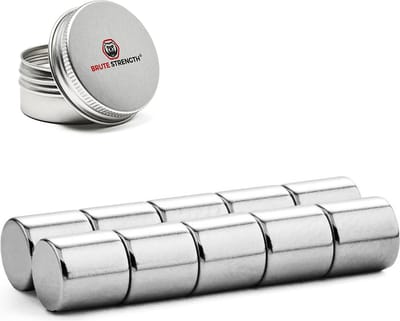Brute Strength - Super sterke magneten - Rond - 10 x 10 mm - 10 Stuks - Geschikt voor radiatorfolie - Neodymium magneet sterk - Magneten koelkast - Whiteboard magneten - Kleine magneetjes - Mini magneetjes - Platte magneet - Koelkast magneten