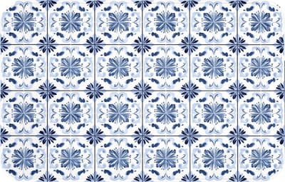Badmat 80x50 cm - Antislip - Patroon - Tegel - Blauw - Badmatten voor badkamer - Badkamermat - Douchemat - Badkamer mat