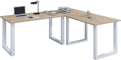 VCM VCM Holz Schreibtisch | Eckschreibtisch schlicht | 130x130 | L Form links oder rechts | Arbeitstisch Platte 50 cm tief | Computertisch Büromöbel - Lona U