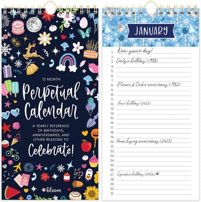 Eeuwigdurende Wandkalender - Maandplanner voor Verjaardagen en Jubilea - Inclusief Feestdagenmarkeringen