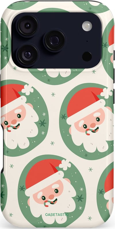 Casetastic hoesje geschikt voor Apple iPhone 17 Pro - MagSafe - Dubbellaagse bescherming - Zuurstok Groen Witte Kerstman - Fashion Case - Wit Saliegroen Crème Terracotta
