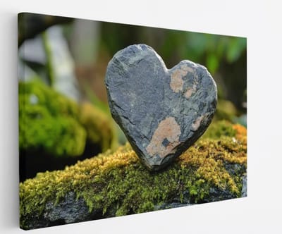 Saammp Canvas Schilderij - Steen in de vorm van een hart - Natuur - Landschap - 45x30 - Foto op canvas - Wanddecoratie - Muurdecoratie Woonkamer - Slaapkamer decoratie - Canvas Print