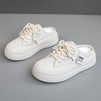 Kt2652 Halve Pantoffels Zomer Klittenband Mesh Casual Schoenen Ademend Platform Hoogte Verhogende Schoenen Studenten Boardschoenen 38 gray