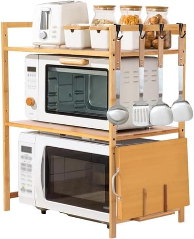 Magnetron Rack - Keuken Organizer - Keuken Opbergen - Verstelbare Hoogte - 3 Lagen - Natuurlijk