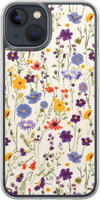 Hoesje geschikt voor iPhone 13 - Wildflowers - 2in1 backcover - Bloemen - Multi - Leuke Telefoonhoesjes