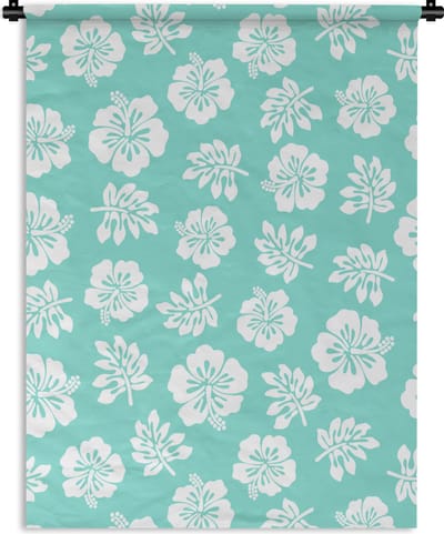 Wandkleed - Wanddoek - Hawaii - Hibiscus - Bloem - Patronen - 90x120 cm - Wandtapijt