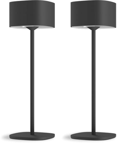 Calex Serino Oplaadbare Tafellamp - 2 Stuks - Draadloos - Binnen en Buiten - Warm Wit Licht - Dimbaar - Zwart