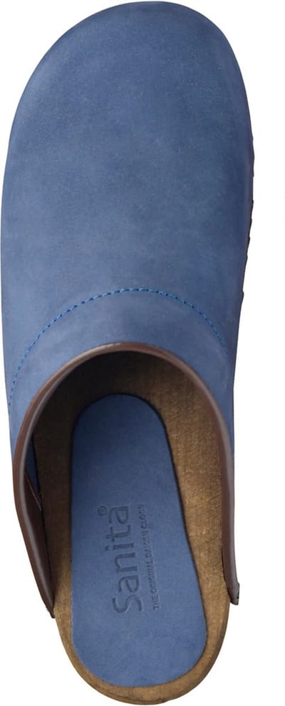 Sanita Clogs dames houten muiltjes Wood-Chrissy Open leer 1200009W blauw