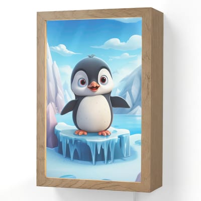 Wandlamp 20x30 cm - Oplaadbaar - Pinguïn - Meisjes - Pooldieren - Kinderen - Wandlampen binnen woonkamer - Slaapkamer lamp met kabel - Decoratieve nachtlamp - Vloerlamp snoer