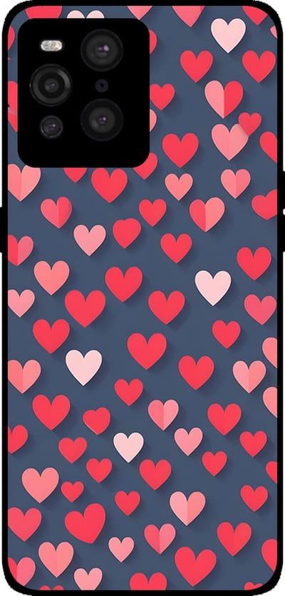 Smartphonica Telefoonhoesje Geschikt voor Oppo Find X3 Pro met Roze en Rode Hartjes Opdruk - TPU Backcover Case With Rosé and Red Heart Design geschikt voor Oppo Find X3 Pro