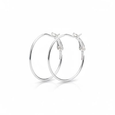 Aramat Jewels | Oorbellen | Metalen Oorringen Zilverkleurig 30mm Klapscharnier | | | |2mm | Staal | Volwassenen, Kinderen | Verkleurd niet