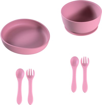 Sproudsy Serviesset Serene - Kinderservies - Kraamcadeau - Baby - 4-delig - Hot Pink