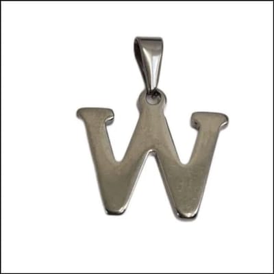 Aramat Jewels | Hangers | RVS Initiaal Hanger Letter Zilverkleur - Gepersonaliseerde Bedel | W | |17mm | Staal | Volwassenen | Verkleurd niet