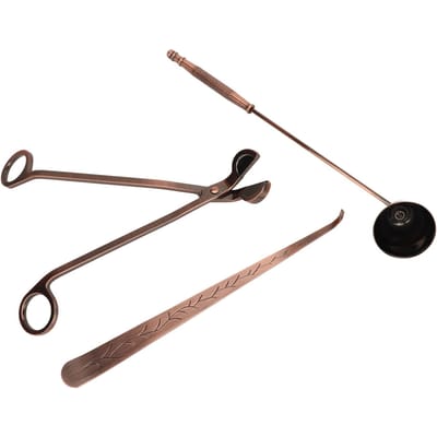 Ensemble d'accessoires pour bougies 3 pièces Kit d'entretien en acier inoxydable 3 en 1 Ensemble coupe-mèche bougies parfumées bronze