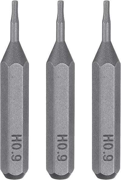 3 stuks H0.9 zeskantige schroevendraaierbit 5/32 inch zeskantige schacht 28 mm lange magnetische zeskantige