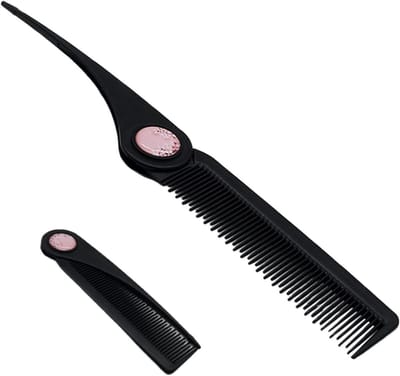 Haarscheidingskam - Staartkam Vlechtkam - Haar Stylen Delen - Opvouwbaar Draagbaar - 13 cm Opgevouwen - Zwart