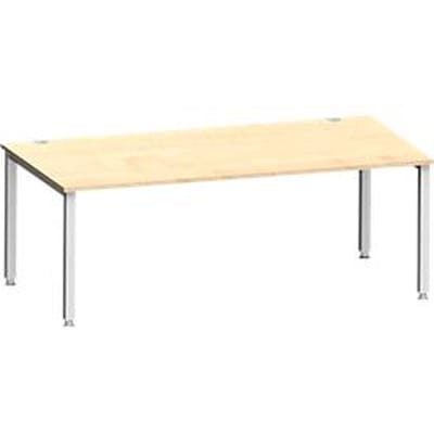 Bureau MODENA FLEX, rechthoekig, 4-poots vierkante buis, B 2000 x D 1000 x H 720-820 mm, ahorn/blank aluminium