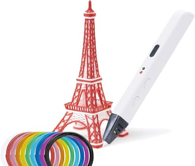 3D-pen met 10 gekleurde PLA-filamenten (30 m) - 3D-printerpen met nauwkeurige bediening, EU-adapter, instelgereedschap, creatief cadeau