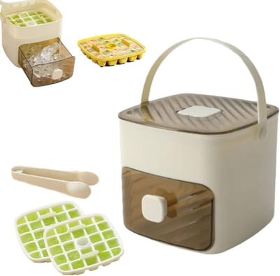 VHV - IJsblokjesvorm - Ijsblokjesvorm met deksel - Mini-ijsmaker - 48 ijsblokjesvormen - Dubbele ruimte -Ijsblokjesvormenset voor de vriezer - Ijsblokjesvormen met klemmen - Voor koffiedranken - Wit