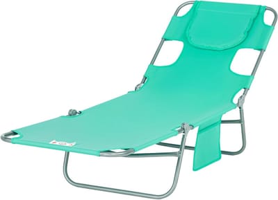 Opvouwbare ligstoel - Strandstoel relax - Ontspannen buiten - Verstelbare rugleuning - 185 x 55 cm - Groen
