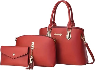 Bovista Handtas Dames - Schoudertas - School - Shopper - Schooltas - Werktas - 3-Delige Set - Rood