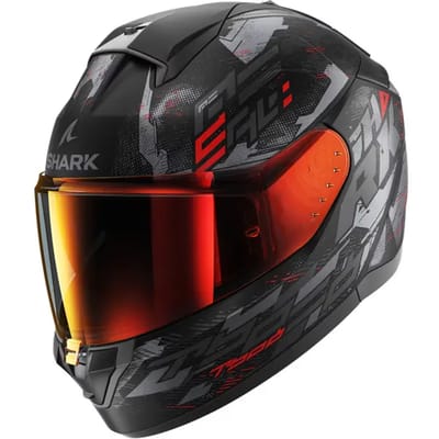 SHARK RIDILL 2 MOLOKAI Mat Black Anthracite Red - Maat S - Integraal helm - Scooter helm - Motorhelm - Zwart - Scooterhelmen mannen en vrouwen.