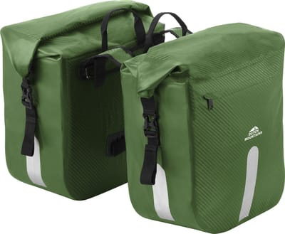 Dutch Mountains Dubbele Fietstas 46 Ltr - 100% Waterdichte Fietstas - Rolltop sluiting - Reflectoren - Groen