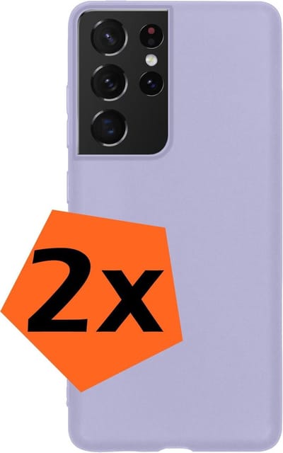 Hoes - 2 Stuks - Geschikt voor Samsung Galaxy S21 Ultra - Sterk & Shockproof - Case Siliconen - Back Cover - Telefoon Hoes - Lila
