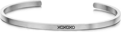 Key moments 8KM-B00142 Stalen Armband - Dames - Open Bangle - XOXOXO - 16,5 cm - Staal - Zilverkleurig