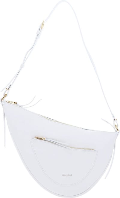 COCCINELLE Leren Schoudertas snuggle Shoulderbag Double Grainy Leather Bril. Wh / Cela. Gr Wit