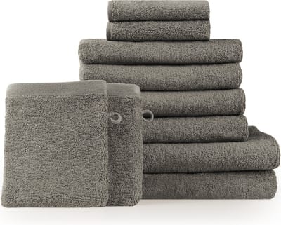 Blumtal Terry Handdoeken Set - 2 x Baddoek & 4 x Handdoek & 2 x Gasten Handdoekje & 2 x Washandje: Grijs