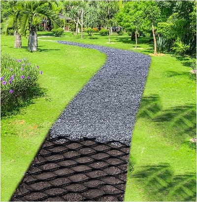 Grondrooster Tuinpad - Grindstabilisator Bodem - Opritten Aanleggen - Hoge Belasting Sterkte - 1x5m - Zwart