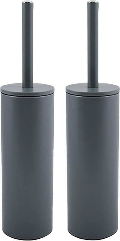 Spirella Luxe Toiletborstel in houder Cannes - 2x - donkergrijs - metaal - 40 x 9 cm - met binnenbak