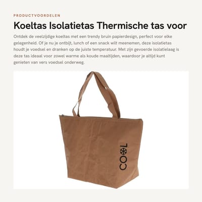 Dailygoods- Koeltas Isolatietas - Thermische Tas - Herbruikbaar - Waterafstotend - Vintage Look - Gevoerde Isolatielaag - Lunchbox