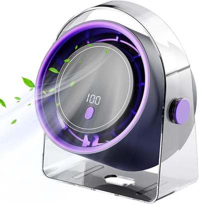 Ventilatoren - Tafelventilator Draadloos - Windsnelheid Verstelbaar - Batterij Indicatie - usb ventilator - Bureau ventilator - Bladloze Circulatieventilator - Bladloze Circulatieventilator - Met Slim Digitaal Display - 13.5x9.5x16.5cm