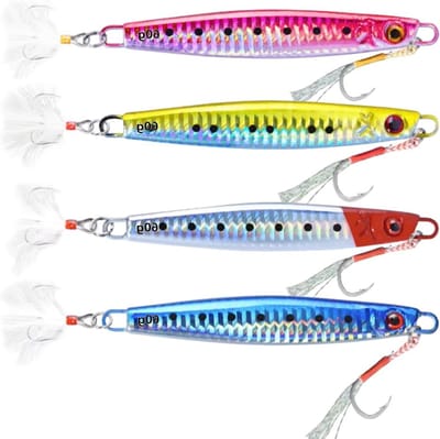 SnelShoppen - Deep Sea Zinkende Lures 4 Stuks 60g/80g/100g/120g/150g/180g Hard Metalen Visgerei voor Tonijn Zalm Groeper en Jiggen