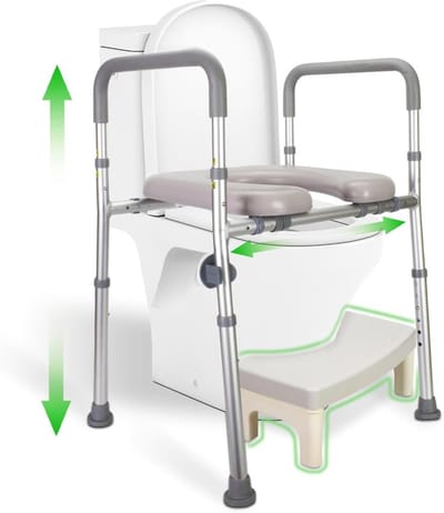Toiletbrilverhoger - Opstahulp Toilet - Meer Zelfstandigheid - In Hoogte Verstelbaar - Tot 150 kg - Grijs