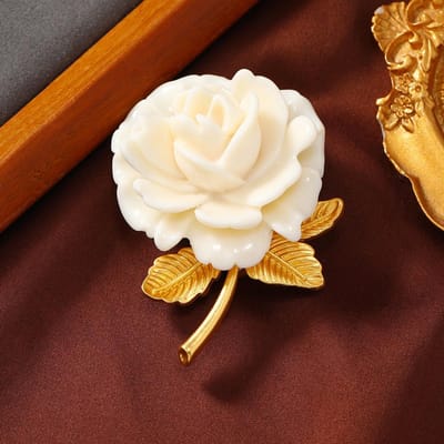 Exquise Vrouwen Meisjes Roos Bloem Emaille Badges Spelden Mode Vintage Dame Elegant Feest Bruiloft Broche Accessoires Sieraden white
