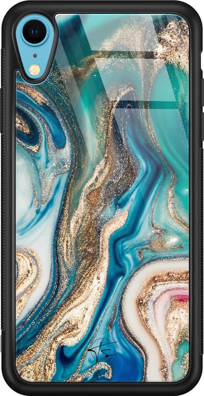 Hoesje geschikt voor iPhone XR - Magic marble - Luxe Hard Case - Marmer - Groen - Mooie Telefoonhoesjes