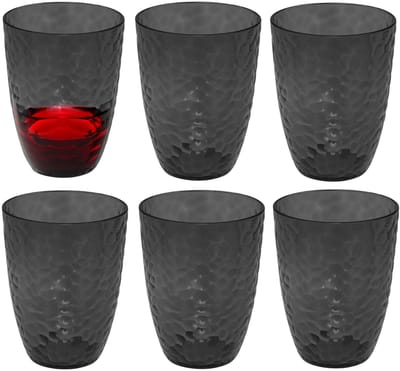 5Five Drinkglas Estiva - 6x - grijs transparant - onbreekbaar kunststof - 380 ml - camping/verjaardag