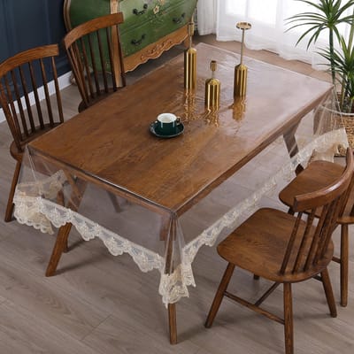Transparant PVC Tafelkleed Waterdicht en Oliebestendig Kant Koffietafelmat Antislip en Wasvrij Zacht Glas Tafelkleed diameter 150cm