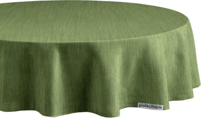 Protecttable - Rond Tafelzeil Linnenlook Apple Green Ø138cm - Tafelkleed Afwasbaar - Kunststof