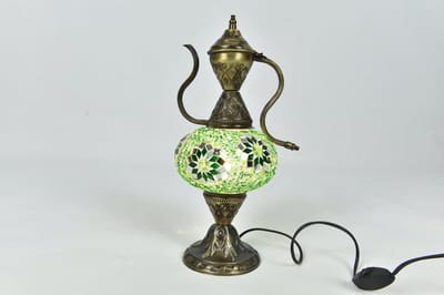 Handgemaakt Turkse Ibrik tafellamp groen Oosterse karaf nachtlamp sfeerlamp